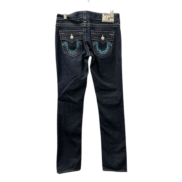 True Religion NWT Vintage Y2K Blue Bling Pocket Jeans Size 27 W32572L22 Women's - Picture 6 of 7